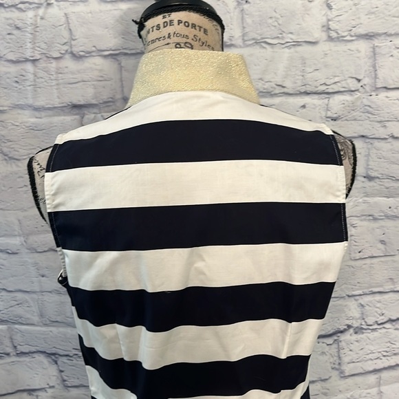 Sail to Sable Nautical Dress Striped Gold Metallic Trim Sleeveless Size Small - Picture 7 of 9
